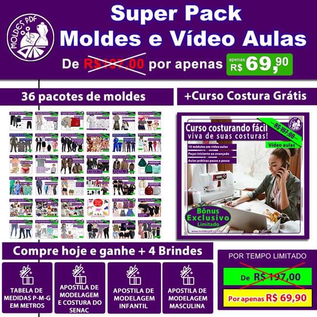 Super Pack | 36 Kits de Moldes PDF + Curso de Costura + Apostilas